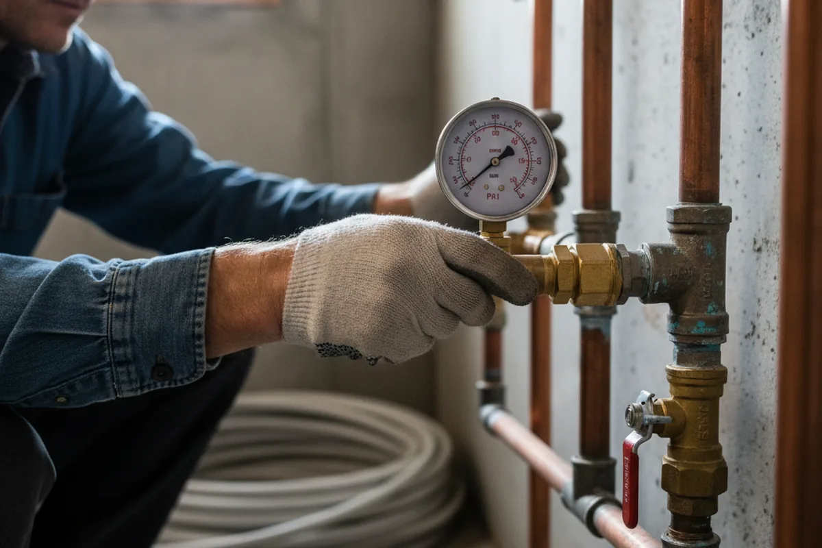 Pressure testing a repaired line during Water Line Repair in Ducor